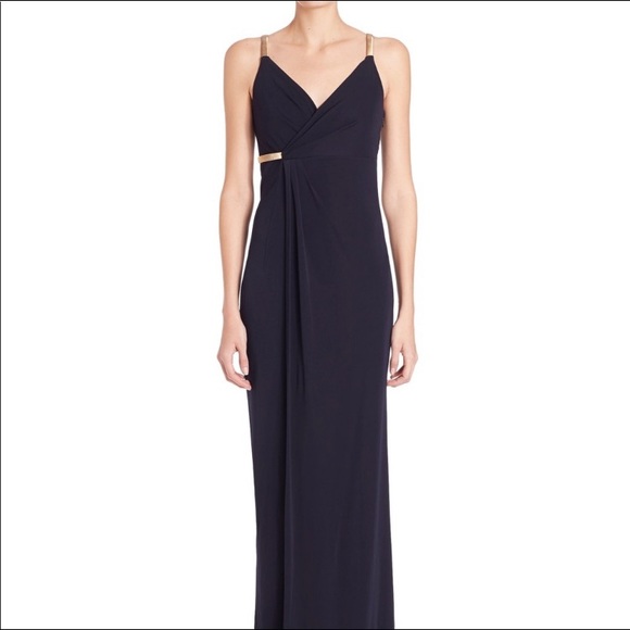 NWOT David Meister navy jersey empire waist gown - Picture 4 of 8